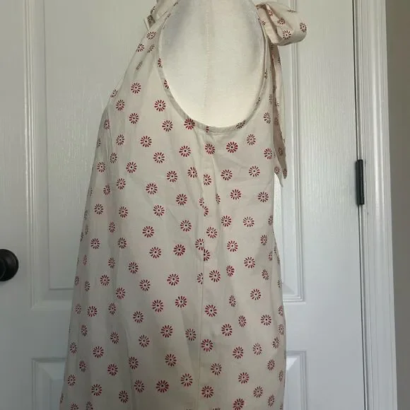 J. By J Crew Women’s Off White with Red Halter Top with Tie Neck Cotton Size 0 - Picture 5 of 11